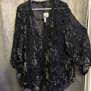 Torrid Black Floral Sheer Blouse
